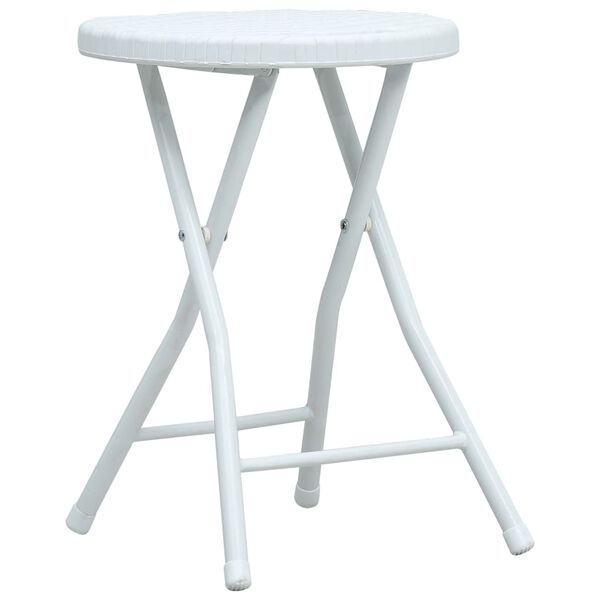 vidaXL Folding Garden Stools 4 pcs White HDPE Rattan Look