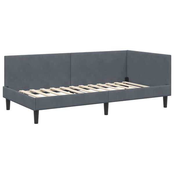 vidaXL Corner Bed Frame with Headboard Dark Grey 80 cm x 200 cm Velvet