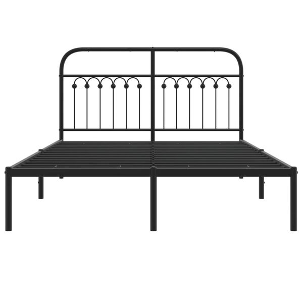 vidaXL Metal Bed Frame without Mattress with Headboard Black 140x200cm