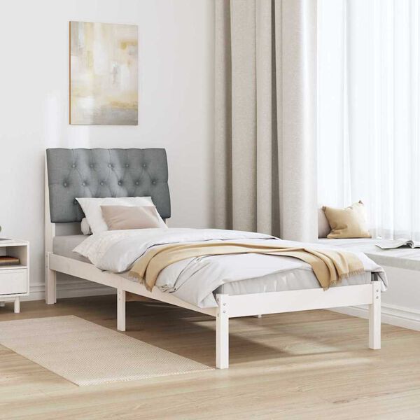 vidaXL Bed Frame with Upholstered Headboard White 80 x 200 cm