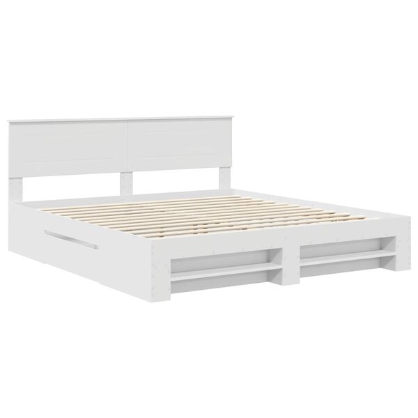 vidaXL Bed Frame with Headboard White 200 x 200 cm Engineered Wood