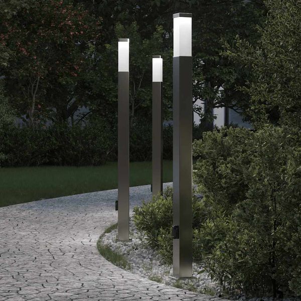vidaXL Bollard Lights with Outlet 3 pcs 110 cm Stainless Steel IP44