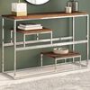 vidaXL Console Table Silver Stainless Steel and Solid Sleeper Wood