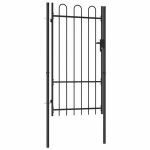 vidaXL Fence Gate "BOXTEL" Single Door with Arched Top 1x1.75 m Black