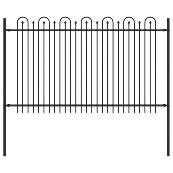 vidaXL Spike Arch Fence Black 200 x 166 cm Powder-Coated Steel
