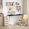 vidaXL Desk White and Dark Brown 120 x 60 cm Solid Oak Wood