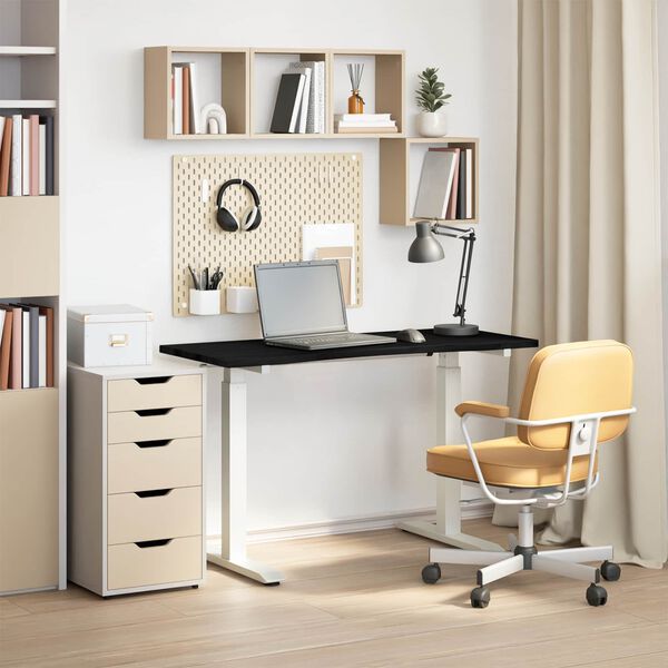vidaXL Desk White and Dark Brown 120 x 60 cm Solid Oak Wood
