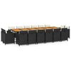 vidaXL Garden Dining Set | Black | PE Rattan | Large | Foldable