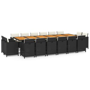 vidaXL Garden Dining Set | Black | PE Rattan | Large | Foldable