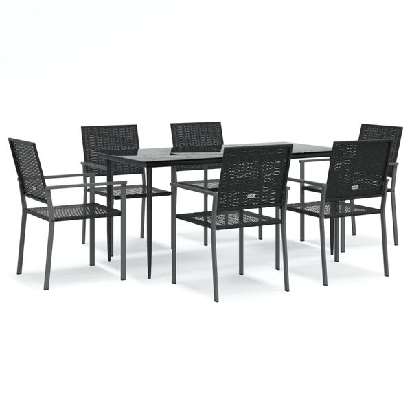 vidaXL 7 Piece Garden Dining Set Poly Rattan and Steel