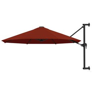 vidaXL Wall-Mounted Garden Parasol with Metal Pole 300 cm Terracotta