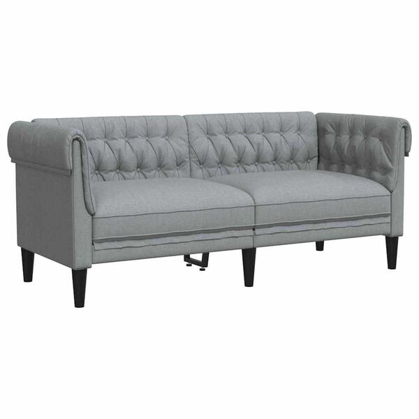 vidaXL Living Room Couch 2 pcs Light Grey Fabric