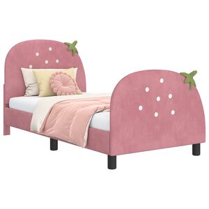 vidaXL Children's Bed Frame with Headboard Pink 80 x 160 cm Velvet