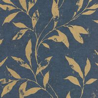 DUTCH WALLCOVERINGS Wallpaper Leafs Blue and Gold