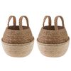 vidaXL Plant Pot with Handles 2 pcs White &Oslash; 22 x 20 cm 100% Seagrass