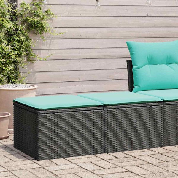 vidaXL 2 Piece Garden Sofa Set with Cushions Black Poly Rattan Acacia