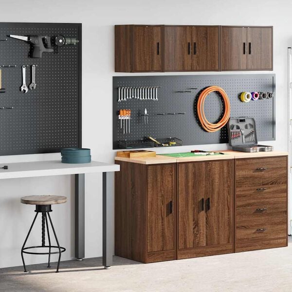 vidaXL Garage Cabinets 2 pcs Brown Oak Engineered Wood