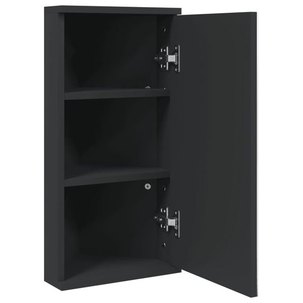 vidaXL Corner Bathroom Mirror Cabinet Black 30x24x60 cm