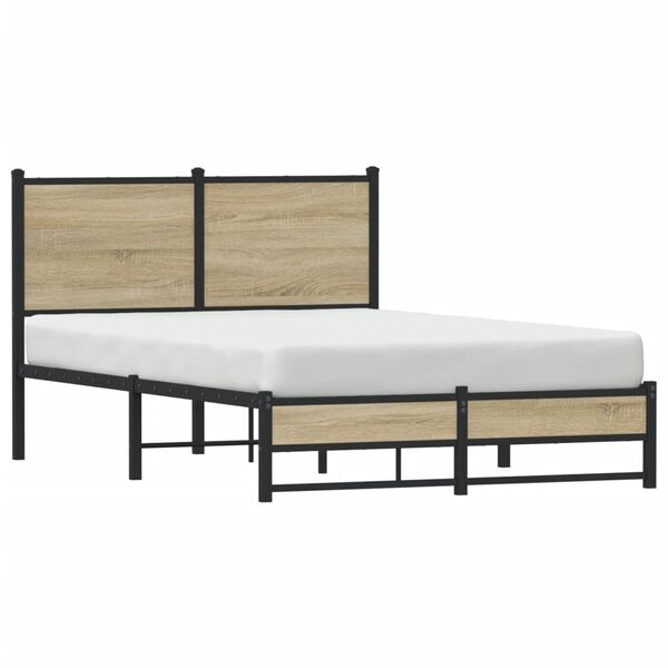 vidaXL Metal Bed Frame without Mattress Sonoma Oak 120x200 cm