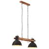 vidaXL Hanging Lamp | Black and Brown | Iron and Solid Mango Wood | Large