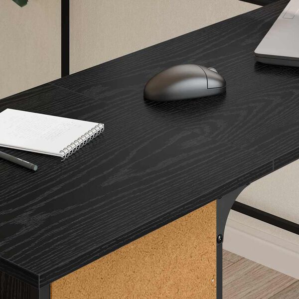 vidaXL Desk Black Oak 141 x 141 x 75 cm Engineered Wood