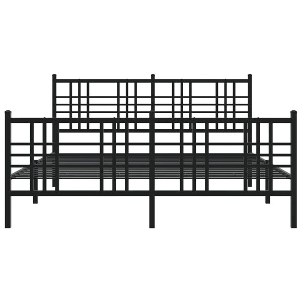 vidaXL Metal Bed Frame without Mattress with Footboard Black 160x200cm