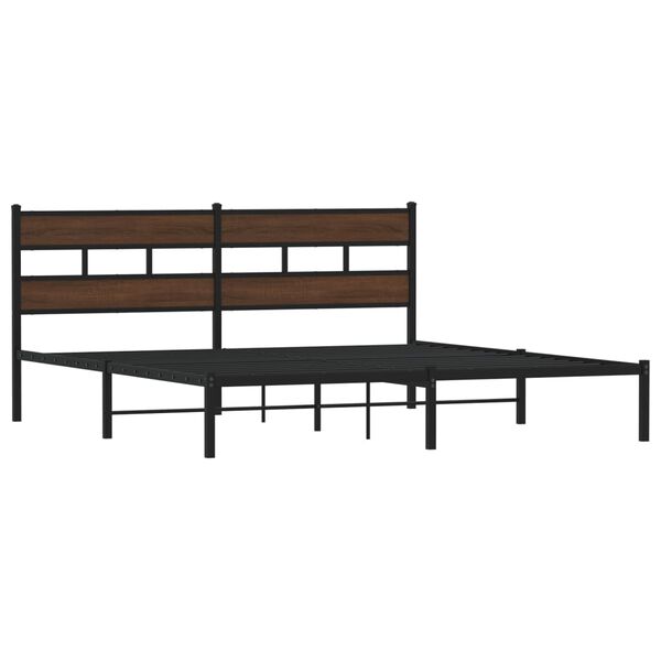 vidaXL Bed Frame without Mattress with Headboard Brown Oak 200x200 cm