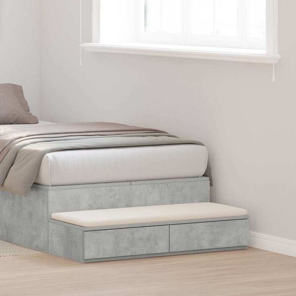vidaXL Bed Drawers Concrete Grey 80 x 36.5 x 16.5 cm Engineered Wood