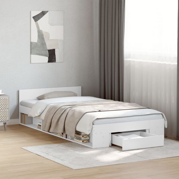 vidaXL Bed Frame with Drawer without Mattress White 90x200 cm