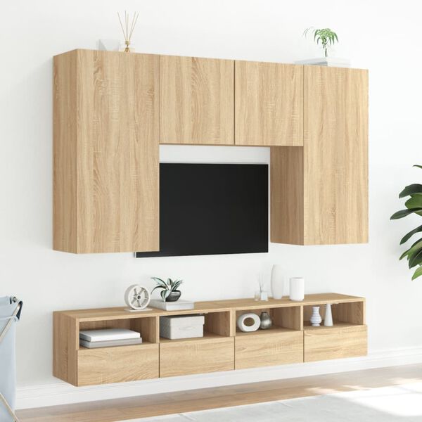 vidaXL TV Wall Cabinets 2 pcs Sonoma Oak 100x30x30 cm Engineered Wood