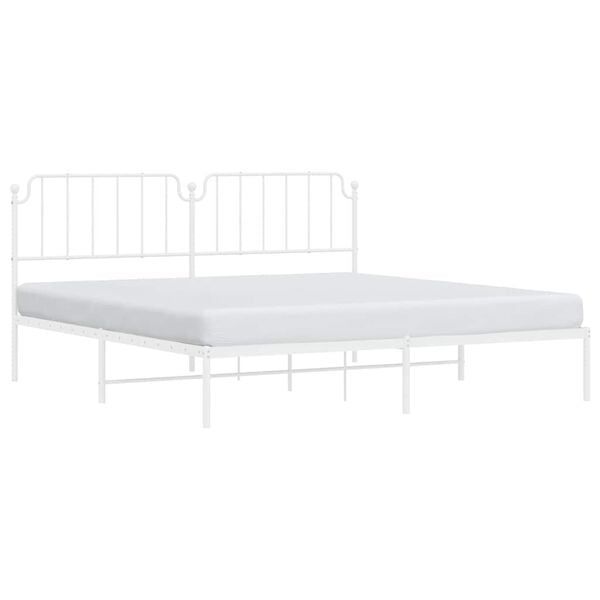 vidaXL Metal Bed Frame without Mattress with Headboard White 193x203cm
