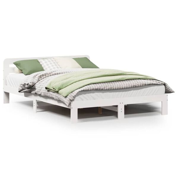 vidaXL Bed Frame without Mattress White 150x200 cm King Size Solid Wood Pine