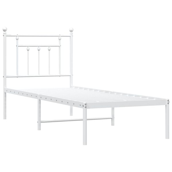 vidaXL Metal Bed Frame without Mattress with Headboard White 75x190cm