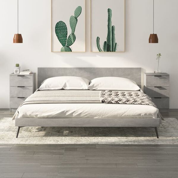 vidaXL Bedside Cabinets 2 pcs Concrete Grey 40x36x65 cm