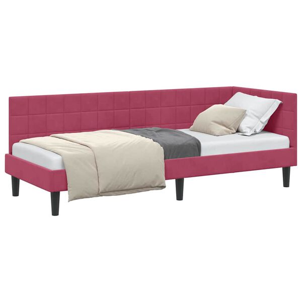 vidaXL Corner Bed Frame with Headboard Wine red 80 x 200 cm Velvet