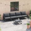 vidaXL Garden Sofa Set with Cushion 5 pcs Black Steel