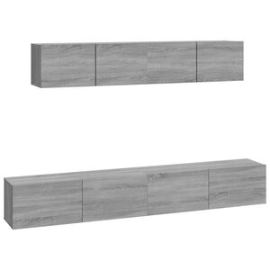 vidaXL 4 Piece TV Cabinet Set Grey Sonoma Engineered Wood