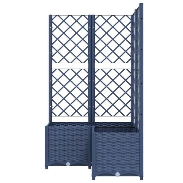 vidaXL Garden Planter with Trellis Blue Grey 80x80x136 cm PP