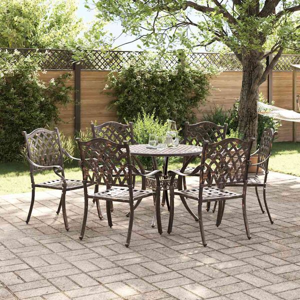 vidaXL Garden Dining Set 7 pcs Bronze Aluminium