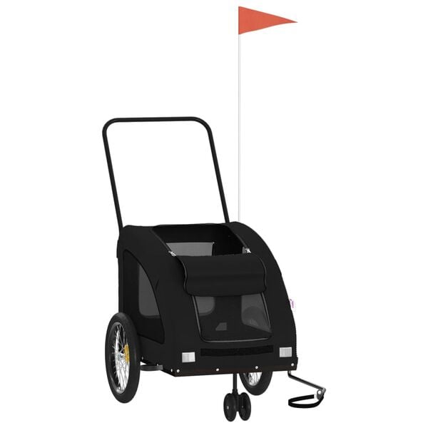 vidaXL Pet Bike Trailer Black Oxford Fabric and Iron