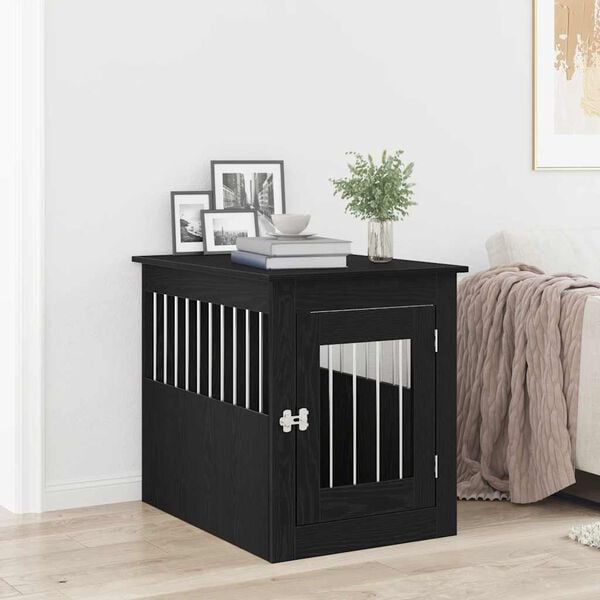 vidaXL Dog Crate Furniture Black Oak 55x75x65 cm Engineered Wood