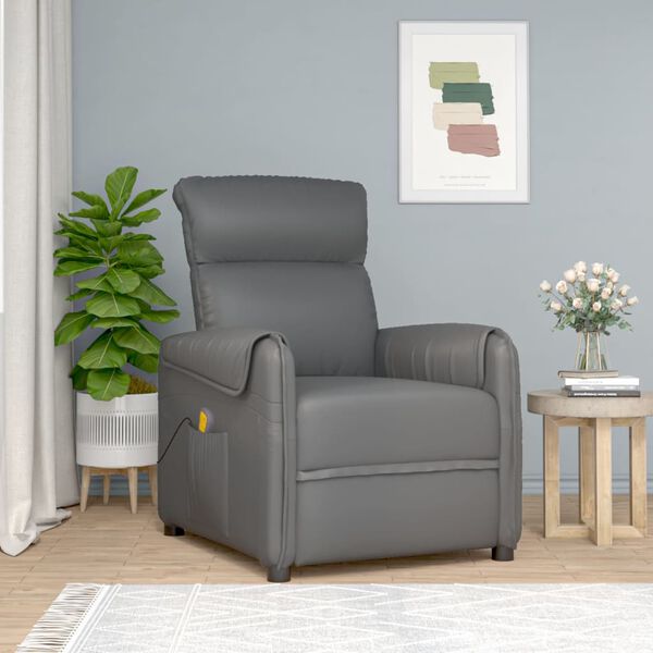 vidaXL Massage Recliner Chair Grey Faux Leather