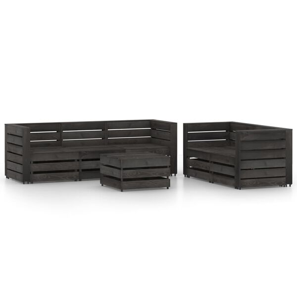 vidaXL 6 Piece Garden Lounge Set Grey Impregnated Pinewood
