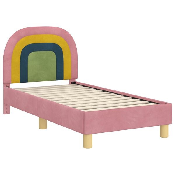 vidaXL Toddler Bed Frame with Headboard Pink 70 x 140 cm Velvet