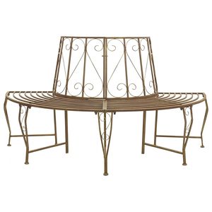vidaXL Tree Bench 4-Seater 160 x 80 x 89 cm Steel Antique Brown