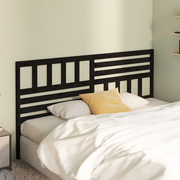 vidaXL Bed Headboard Black 206x4x100 cm Solid Wood Pine
