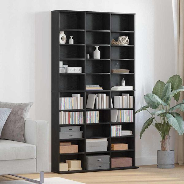 vidaXL CD Cabinet Black Oak 101 x 23 x 177.5 cm Engineered Wood