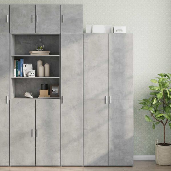 vidaXL Slim Storage Cabinet Concrete Grey 30x42.5x225 cm Engineered Wood