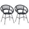 vidaXL Dining Chair 2 pcs Rattan and Iron Black 54 x 65 x 82 cm