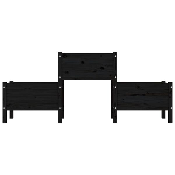 vidaXL Planter Black 178.5x44x75 cm Solid Wood Pine